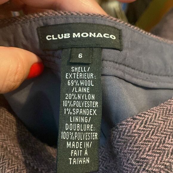 Vintage Club Monaco Lavender Purple Herringbone Wool Blend Raw Seam Pencil Skirt - Picture 6 of 6